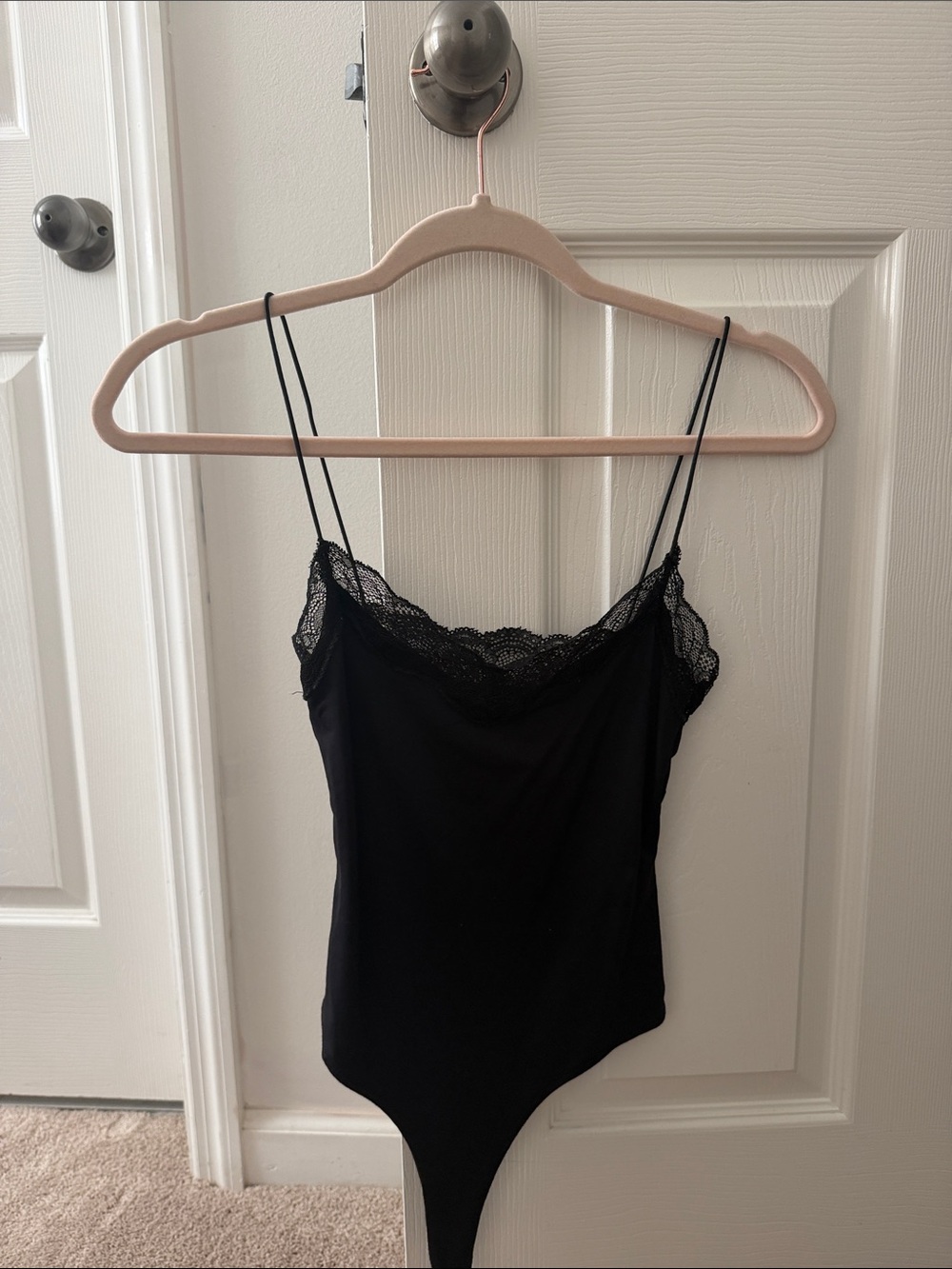 Zara Black Lace-Trim Camisole Bodysuit - size Small